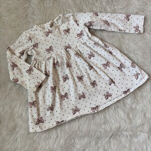 H&M Cream Dress with Pink Bow Pattern